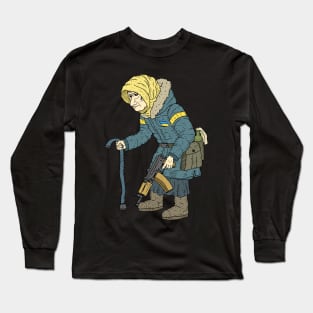 tactical babushka, Ukrainian grandma. Long Sleeve T-Shirt